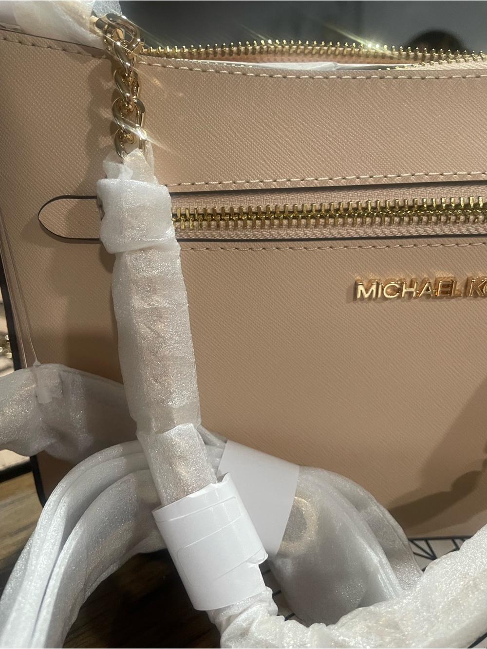 Michael Kors Jet Set Bag Saffiano Leather Crossbody & Shoulder Bag Chain BUFF - Picture 12 of 16